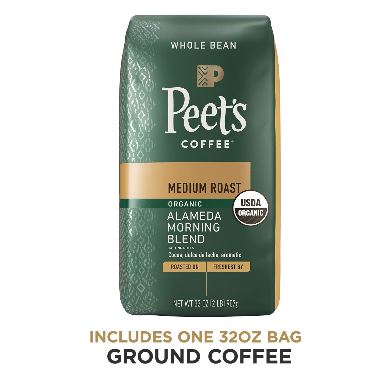 32-Oz Peet's Coffee Medium Roast Whole Bean Coffee (Organic Alameda Morning Blend) $18.75 w/ S&S + Free Shipping w/ Prime or on $25+