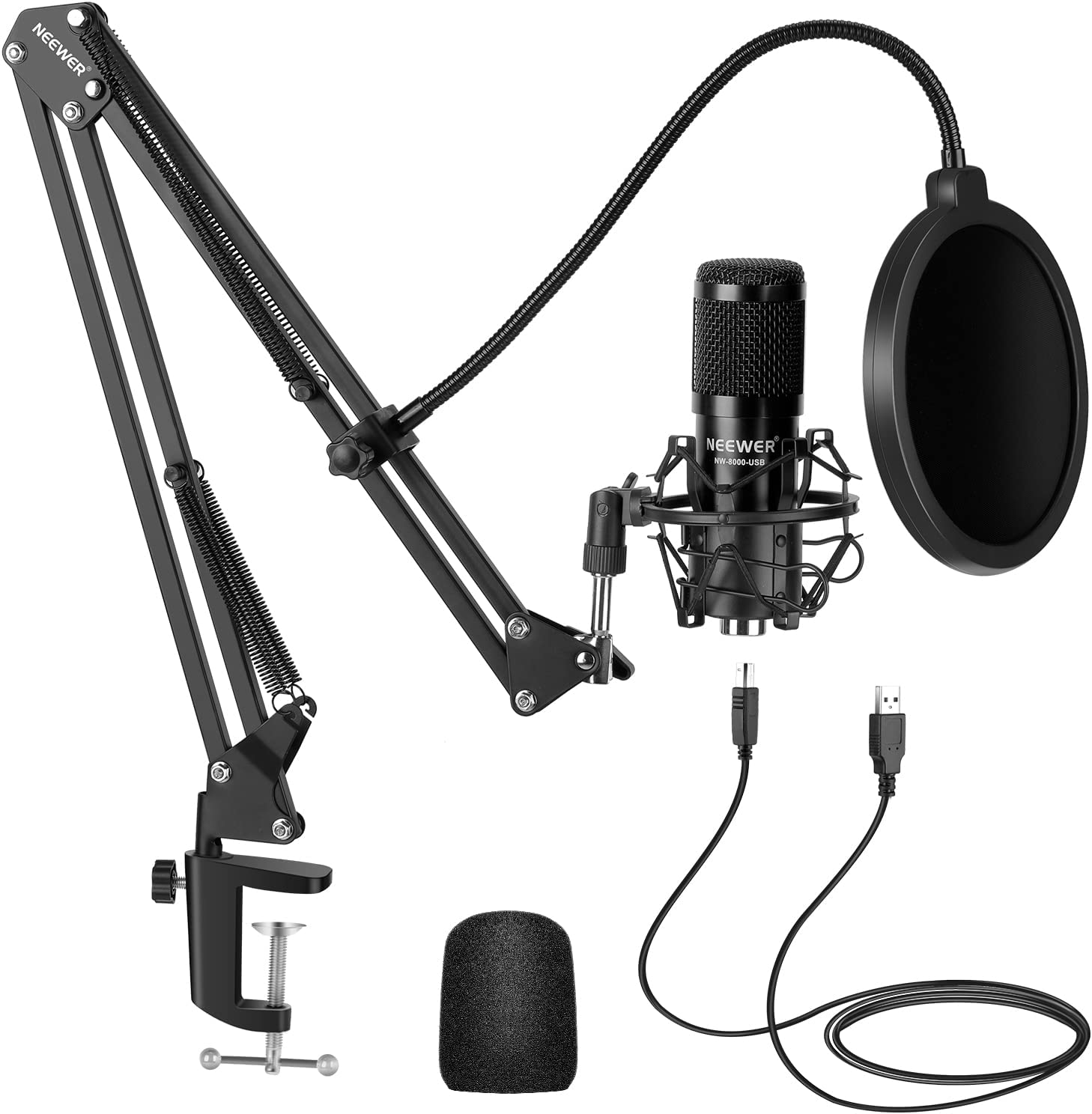 Neewer Condenser USB  Microphone Kit w/ Shock Mount & Pop Filter (NW-8000-USB, Black) $14.40 + Free Shipping