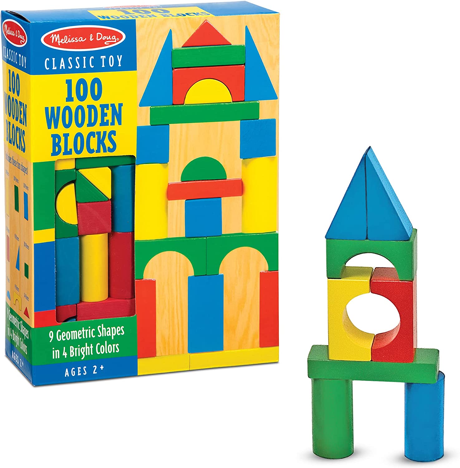 Melissa & Doug 100-Piece Wooden Building Blocks Set $12.60 + Free Shipping w/ Prime or on $25+