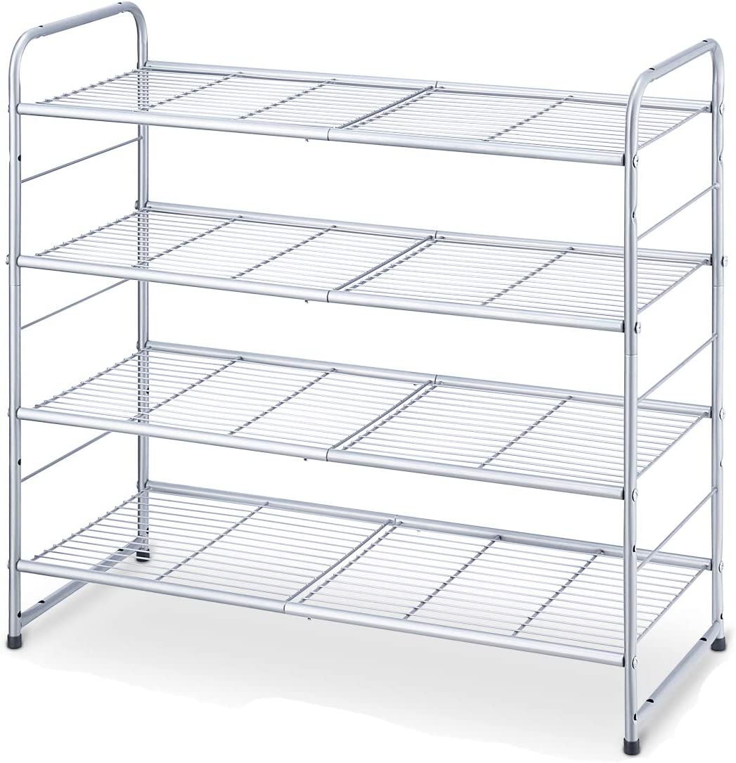 Simple Trending 4-Tier Stackable & Adjustable Organizer Storage Shelf ...