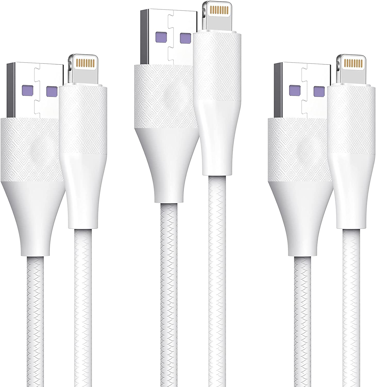 3Pack 10' Bstoem USBA to Lightning Charger Cable (White) 2.45 + Free Shipping w/ Prime or on 25+