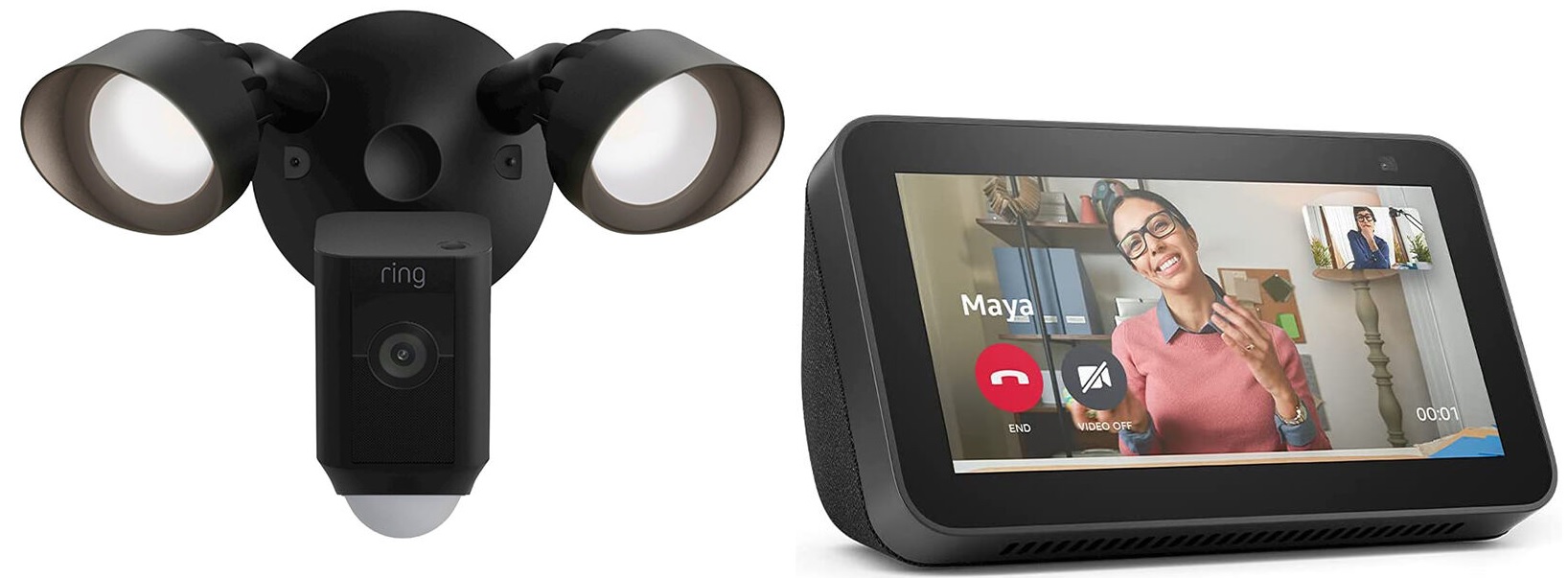 Ring Floodlight 1080p Motion Activated Wired Plus Cam (Black or White, 2021 release) + Echo Show 5 (2nd Gen) Bundle $140 + Free Shipping