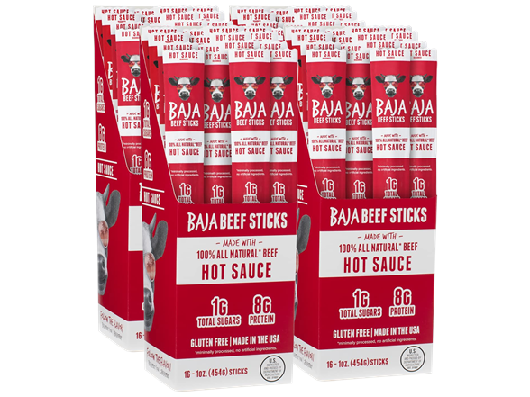 64-Count 1-Oz Baja Jerky All Natural Beef Sticks (Hot Sauce) $34 + Free Shipping w/ Amazon Prime