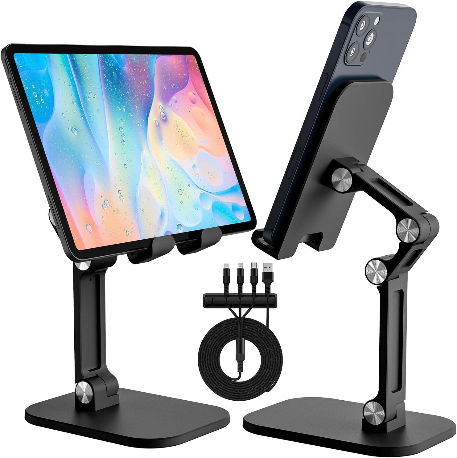 Amazon Prime Members: Cvida Phone & Tablet Height / Angle Adjustable Desk Stand / Holder w/ 5A 3-in-1 Charging Cable & Cable Organizer: Black $4.95 & More + FS w/ Prime or on $25+