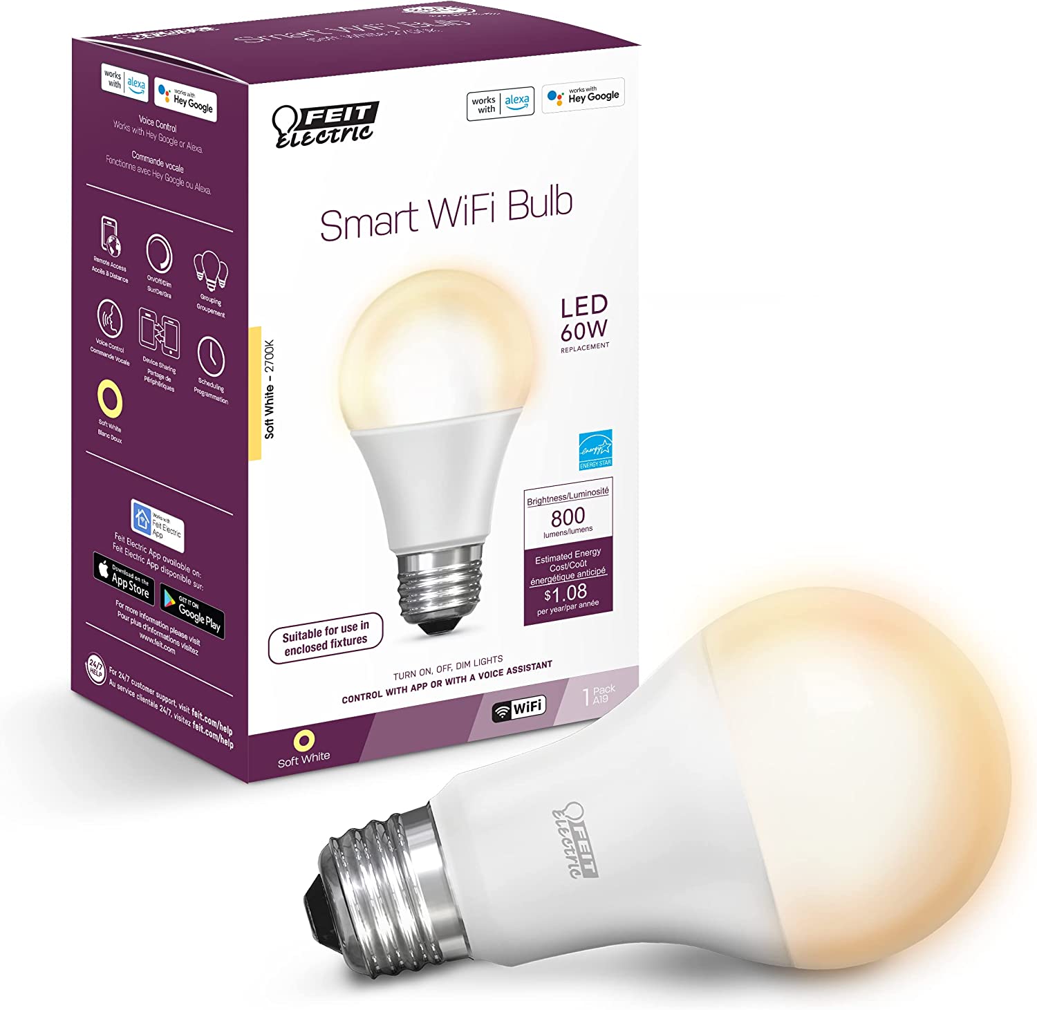 Feit Electric Dimmable Smart WiFi Bulbs BR30 2700K (Soft White) 3.95