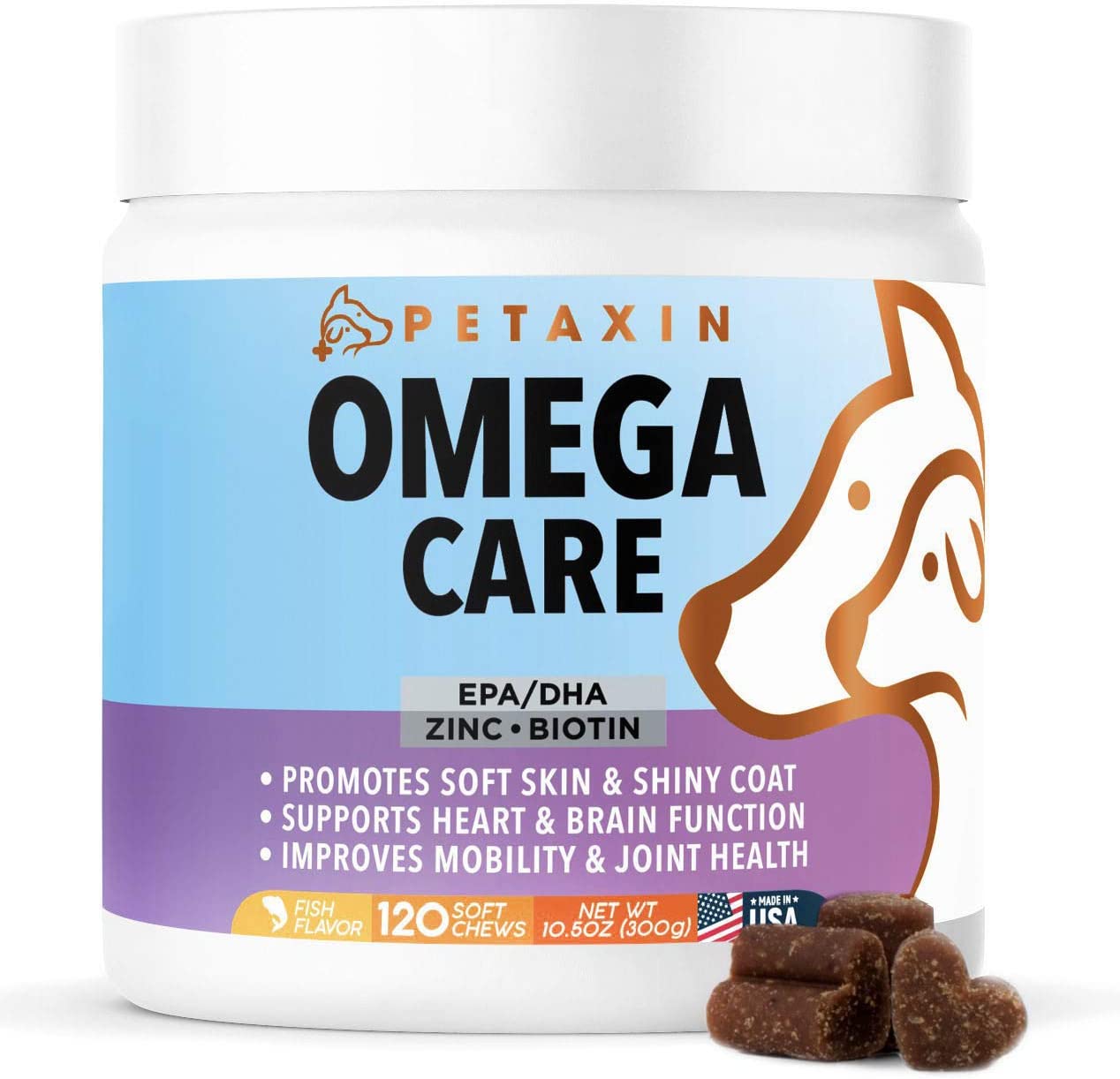 Petaxin Omega Fish Oil for Dog Skin & Coat Supplement Soft Chews: 1-Pack 120-Count $8.40 + Free Shipping