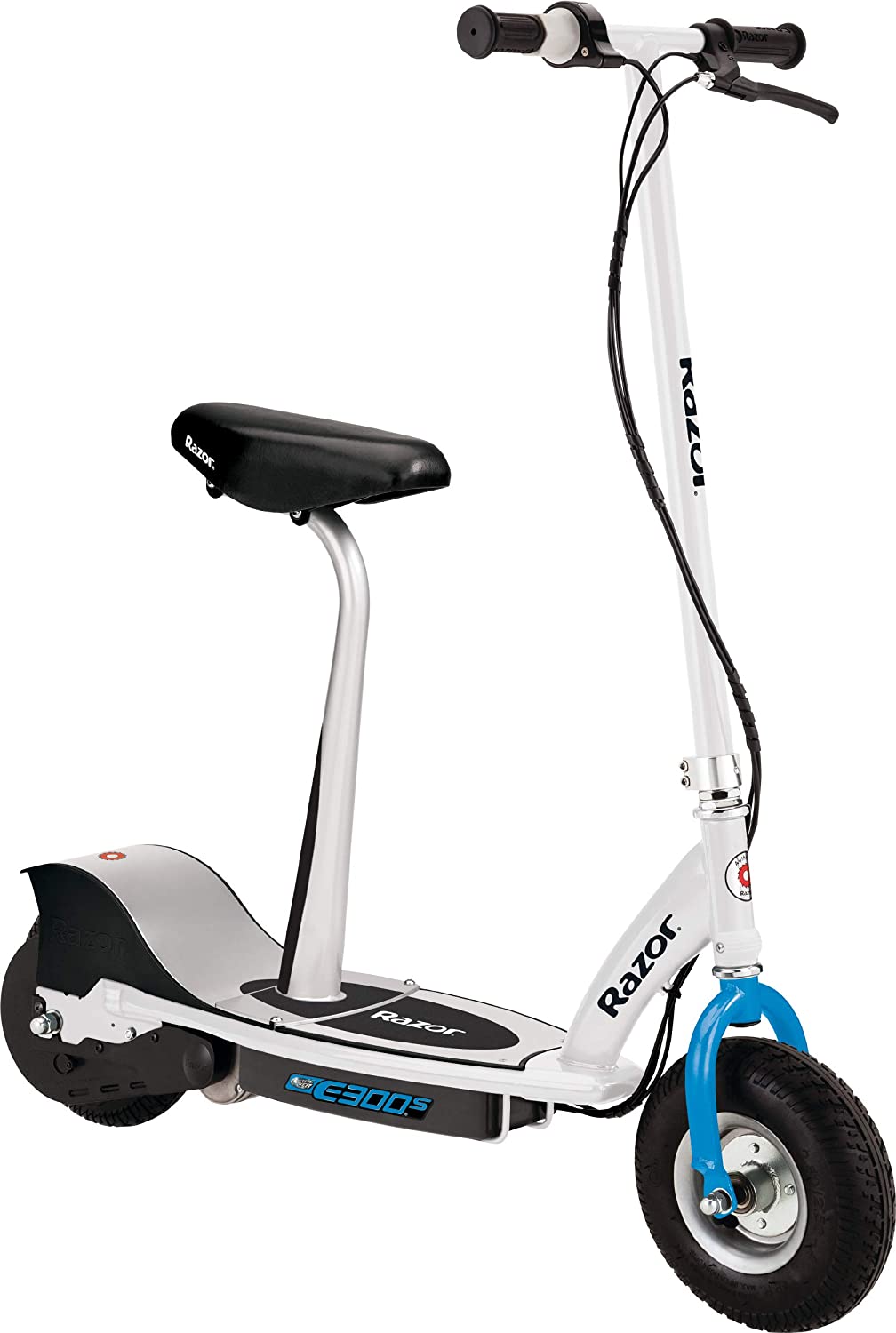 Razor E300s 24V Seated Electric Scooter (White/Blue, up to 220-lbs) $149 + Free Shipping