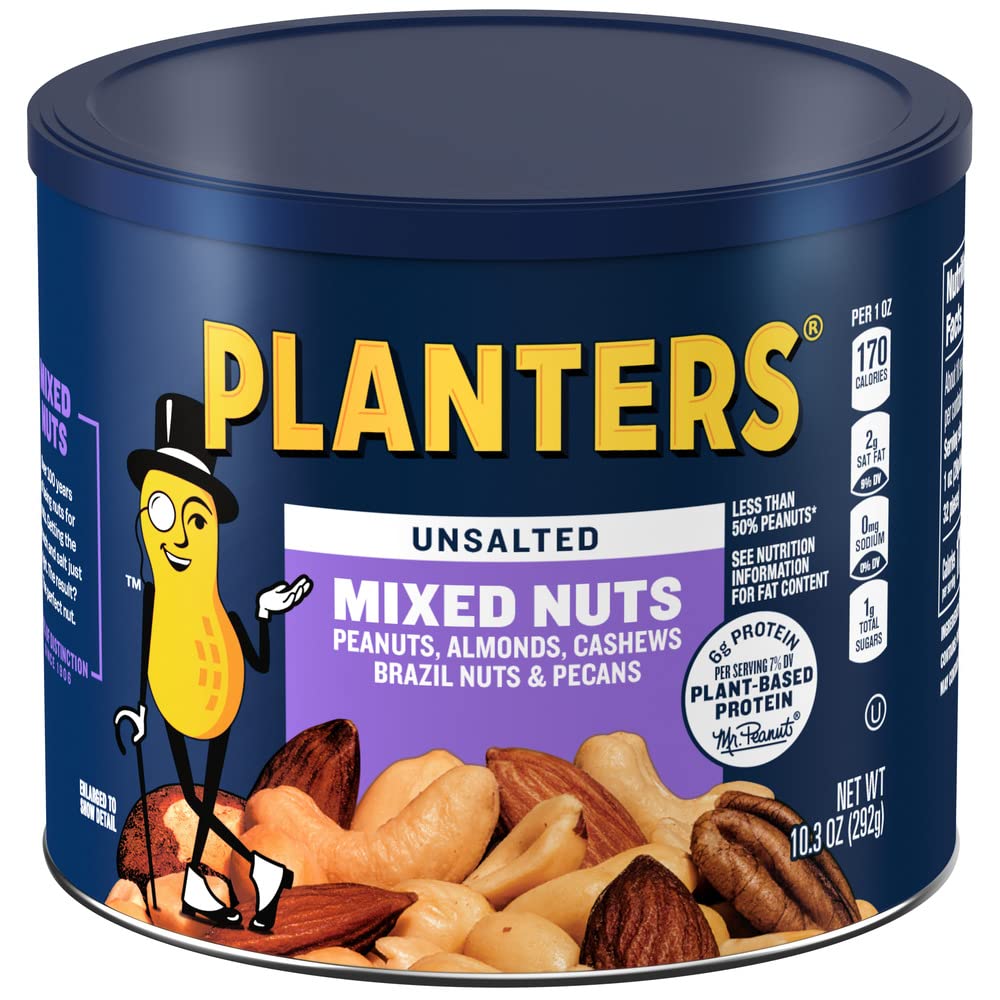 Planters Mixed Nuts & Peanuts 20% Off: 27-Oz Planters Salted Mixed Nut $10.30, 10.3-Oz Unsalted Roasted Mixed Nuts $3.75 & More w/ S&S + Free Shipping w/ Prime or on $25+