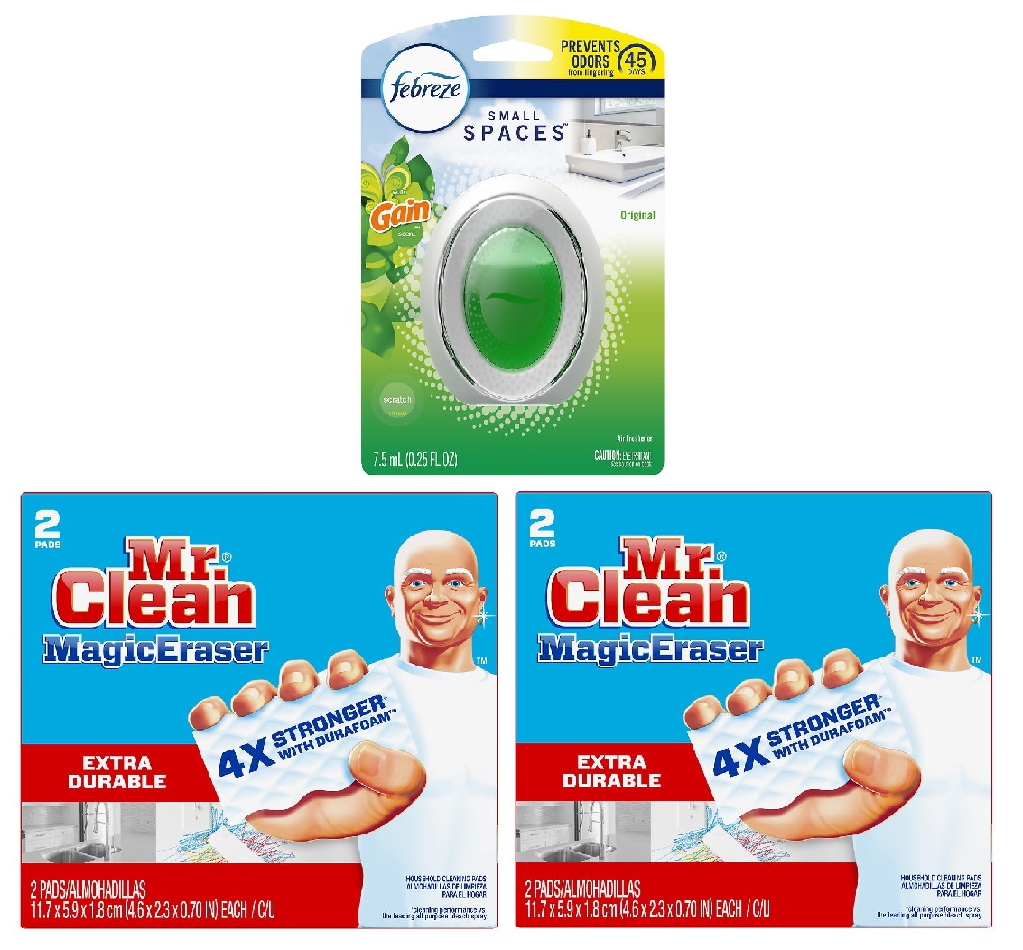 Febreze OdorEliminating Air Fresher (Gain Scent) + 4Ct Mr. Clean