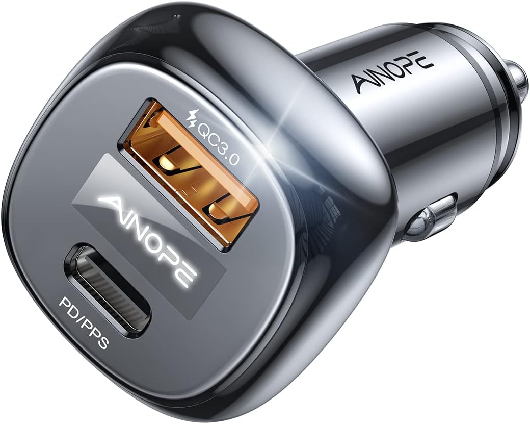 Ainope 66W All Metal Dual Port Fast Car Charger (PD 36W & QC 30W) $7.90 +  Free Shipping w/ Prime or on $25+