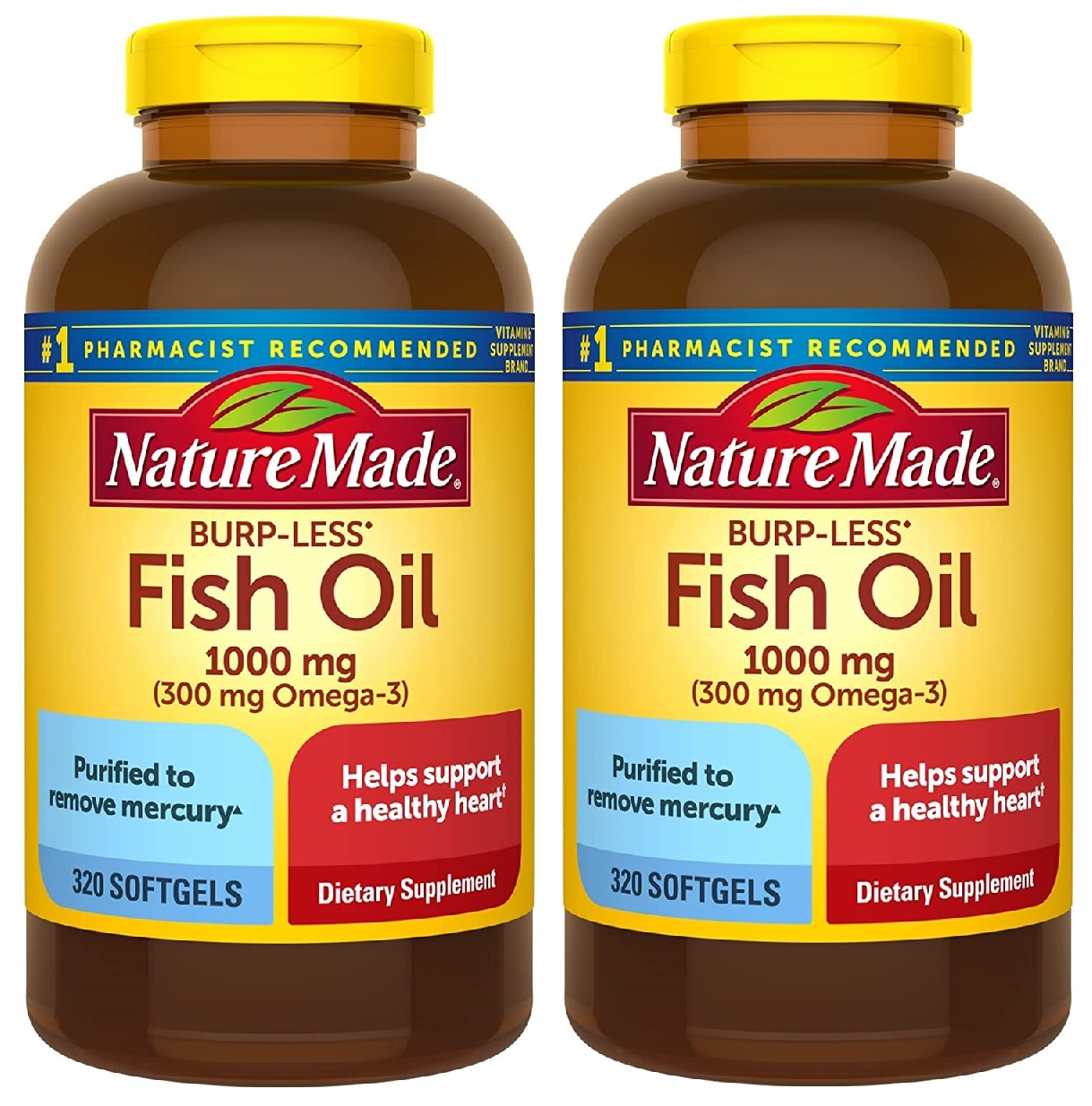 320Count Nature Made BurpLess Fish Oil 1000mg Softgels