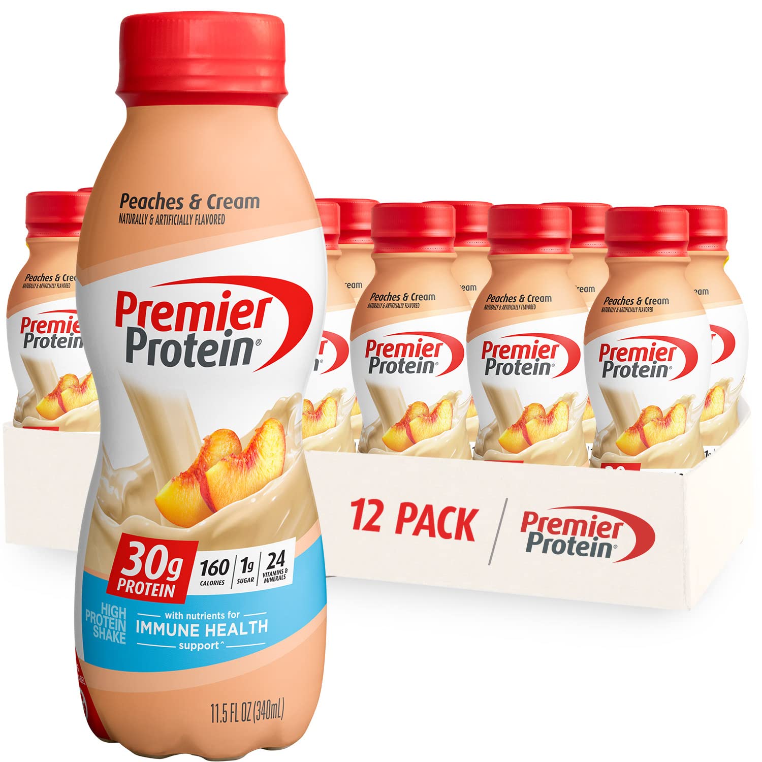 12-Pack 11.5-Oz Premier Protein Shake (Peaches & Cream) $13.50 w/ S&S + Free Shipping