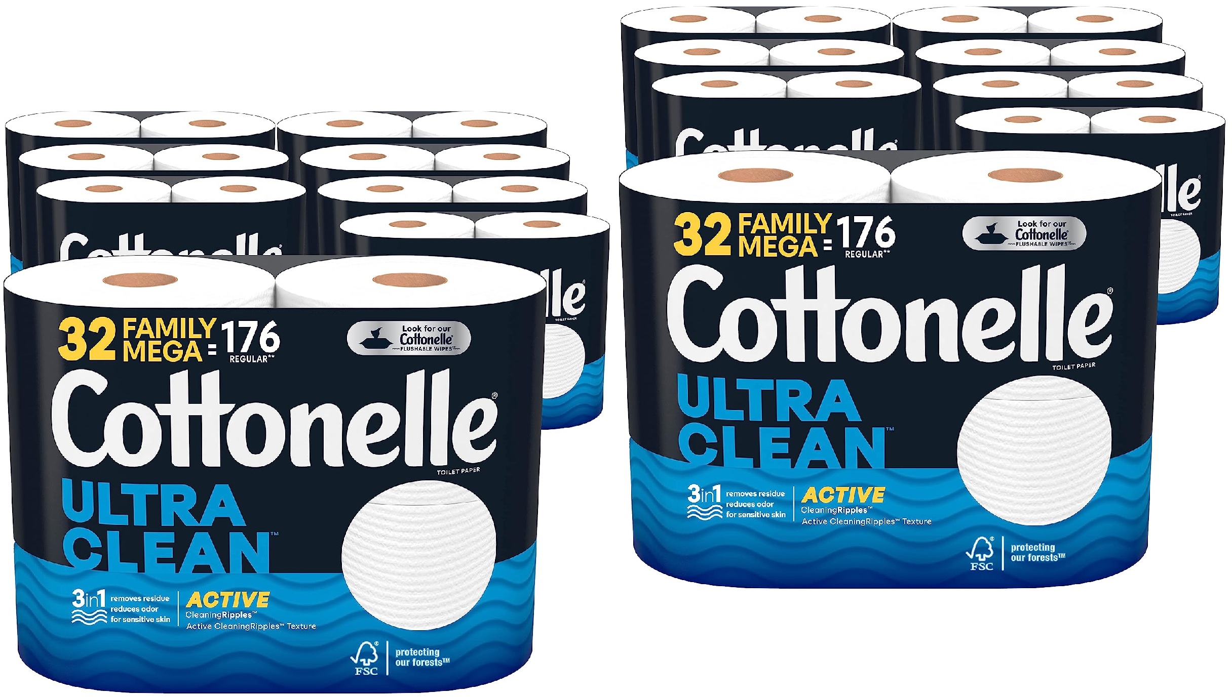 32-Count Cottonelle Family Mega Roll Toilet Paper (Ultra Clean or Ultra Comfort) + $15 Amazon Credit 2 for $55.50 w/ S&S + Free Shipping