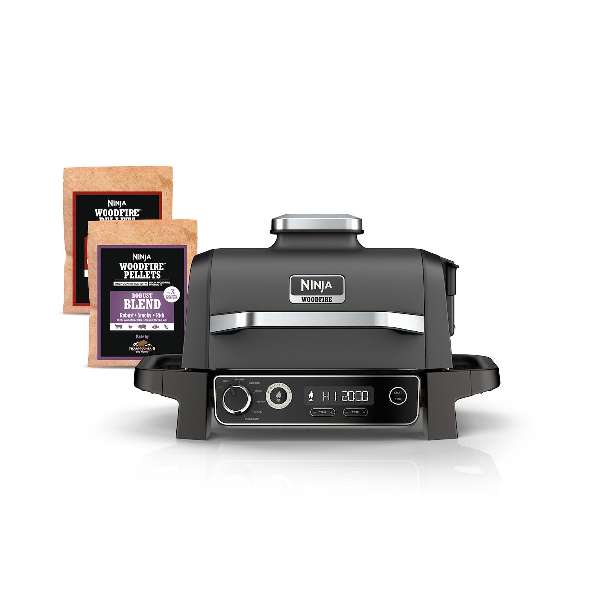 Ninja 7in1 Woodfire Outdoor Grill, Smoker & Air Fryer w/ 2Pack