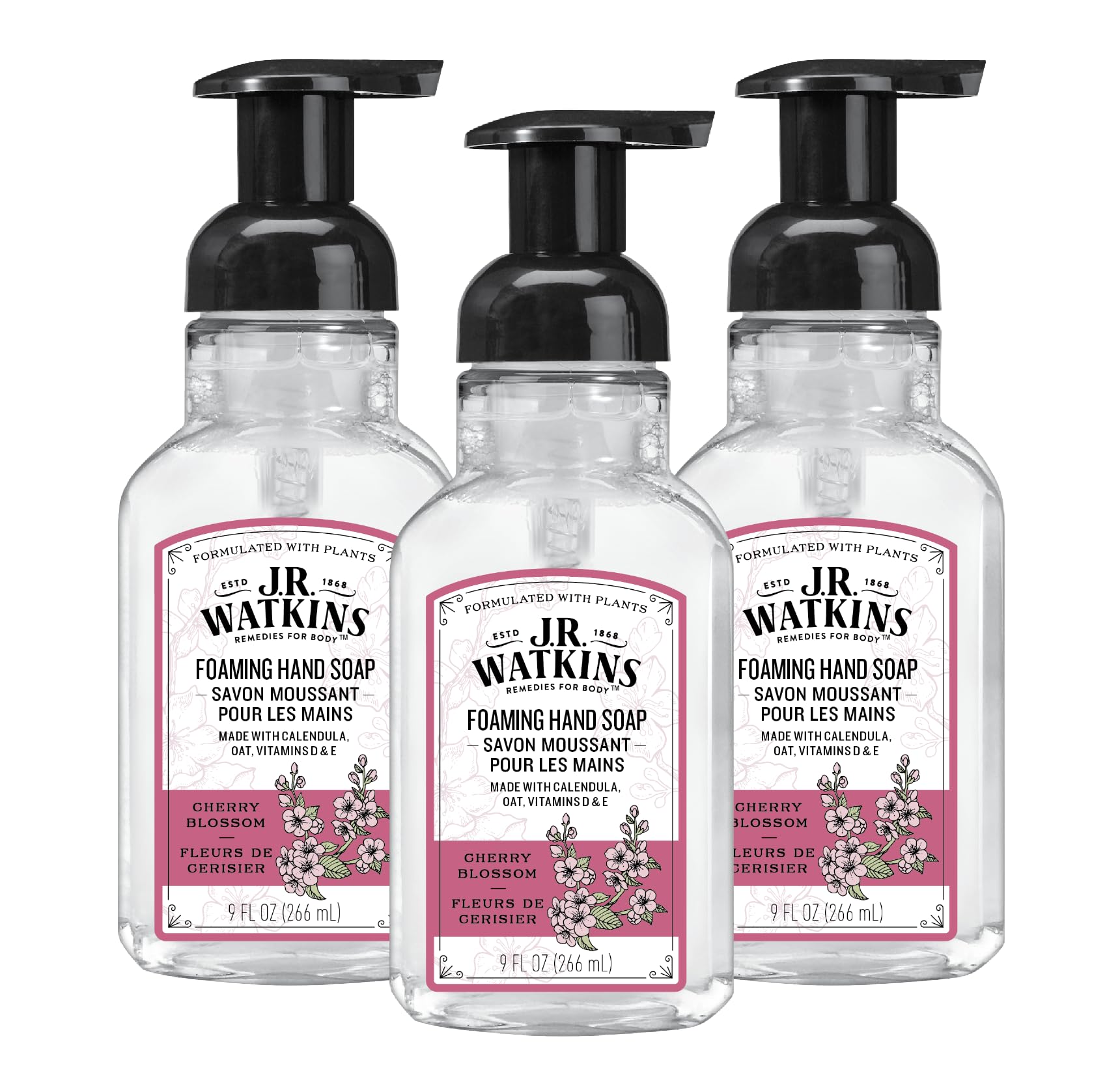 3-Pack 9-Oz J.R. Watkins All Natural Foaming Hand Soap (Cherry Blossom) $6.75 ($2.24 each) + Free Shipping w/ Prime or on $35+