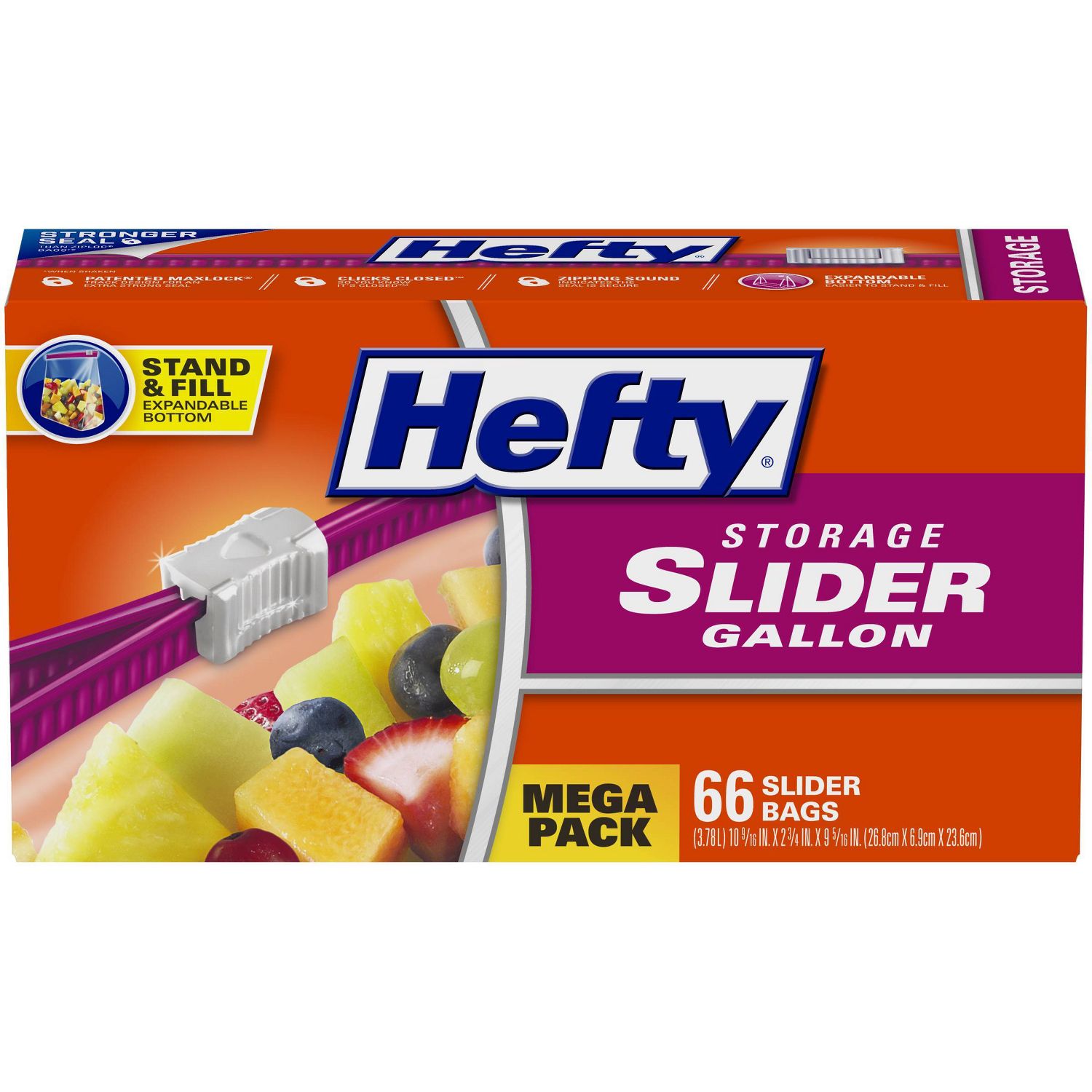 Hefty Slider Freezer Bags, Quart, 74 Count