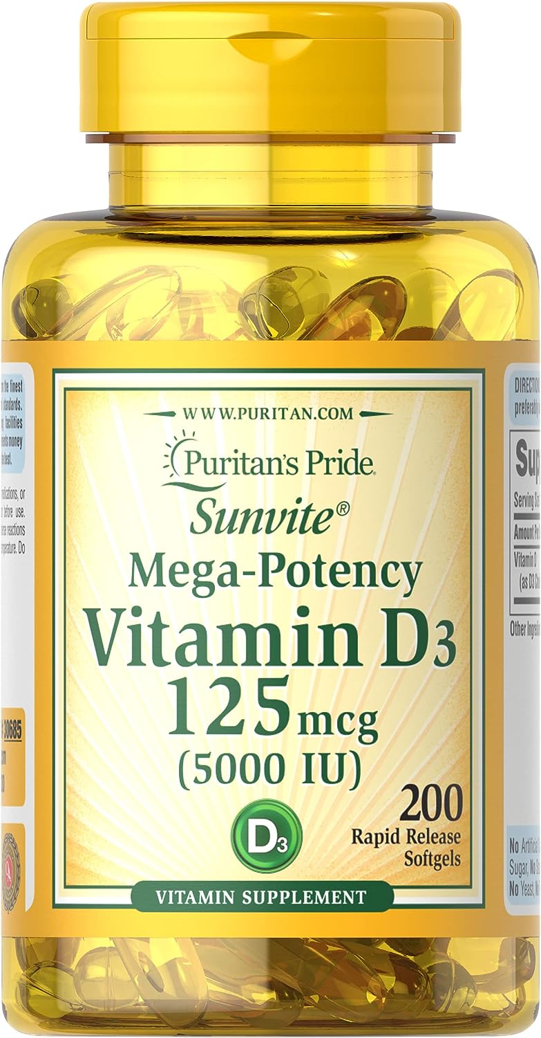 200-Count Puritan's Pride Vitamin D3 5000 IU Softgels $3.25 w/ S&S + Free Shipping w/ Prime or on $35+