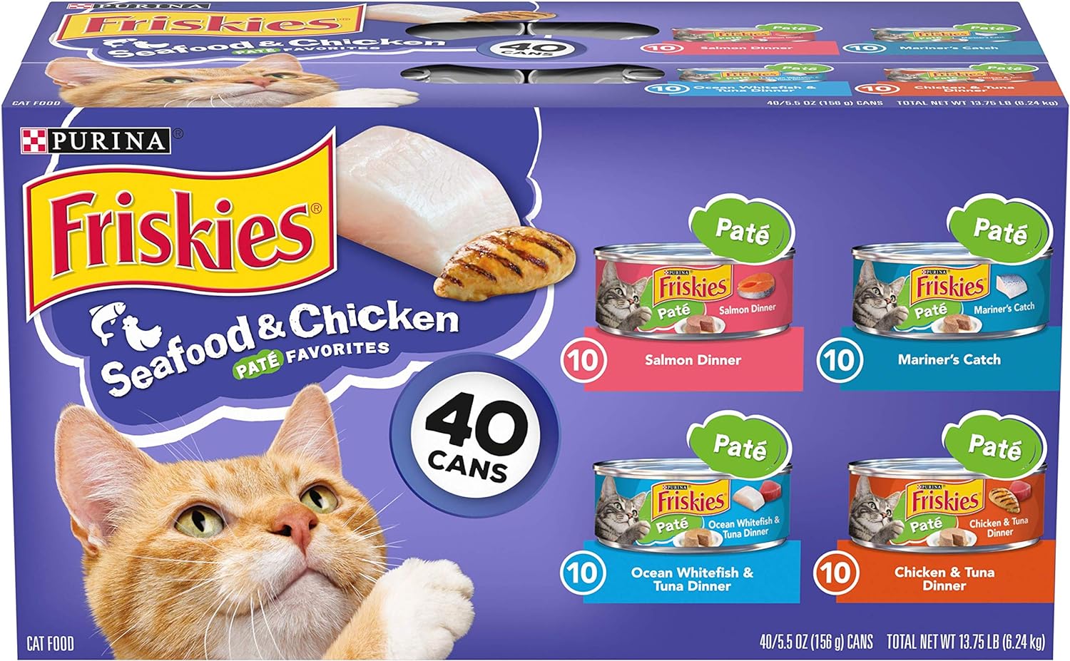 Purina Friskies Wet Cat Food: 40-Count 5.5-Oz Variety Pack (Seafood & Chicken) $22.05 w/ S&S, 24-Count 5.5-Oz (Country Style Chicken) $12.45 & More + FS w/ Prime or on $35+