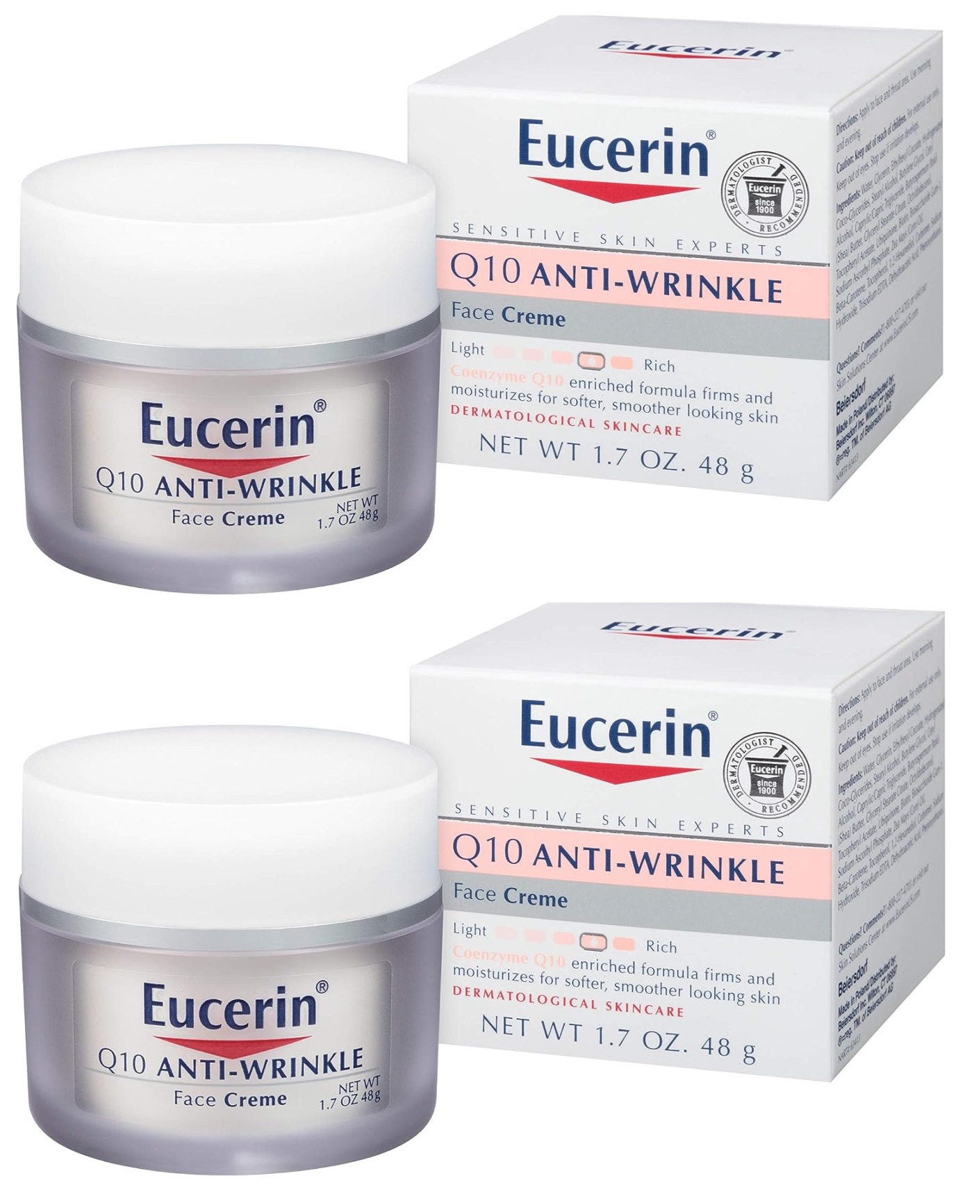 Select Eucerin Products: Spend $20+, Save $10 Off + 20% Off: 1.7-Oz Q10 Anti-Wrinkle Face Cream (Fragrance Free) 2 for $10.40 & More w/ S&S + FS w/ Prime or on $35+