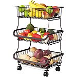 Simple Trending 3-Tier Mesh Metal Wire Rolling Storage Cart (Bronze or Chrome) $13.50 + Free Shipping