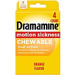 Dremamine Motion Sickness Relief Tablets: 4-Count Chewable (Orange) $1.50, 2-Pack 10-Count Nausea Long Lasting Formula $4.50 &amp; More w/ S&amp;S + Free Shipping w/ Prime or on $25+