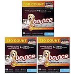 Select Dryer Sheets: Buy 3, Get $10 Off: 130-Ct Bounty Pet Hair &amp; Lint Guard 3 for $18.35, 240-Count Bounce (Free &amp; Gentle) 3 for $18.35 &amp; More w/ S&amp;S + Free Shipping