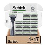 Schick Men's Razor 40% Off: 18-Count Hydro Sensitive Razor (1 Handle+17 Cartridges) $24.50, 12-Count Hydro Dry Skin Razor Blade Refills $13.75 &amp; More w/ S&amp;S + FS w/ Prime or on $35