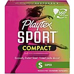 18-Count Playtex Sport Compact Tampons (Super, Unscented) $2.75 w/ S&amp;S + Free Shipping w/ Prime or on $35+