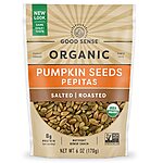 6-Oz Good Sense Organic Pumpkin Seeds Pepitas (Salted & Roasted) $3