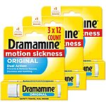 Dramamine: 3-Pack 12-Count Original Motion Sickness Relief $6.95, 20-Count Chewable Nausea Relief (Lemon Honey Ginger) $5.68 &amp; More w/ S&amp;S + FS w/ Prime or on $35+