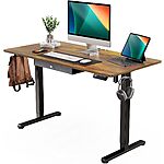 Lightning Deal: ErGear 48&quot; x 24&quot; Electric Standing Desk w/ Drawer (Vintage Brown) $78.15 + Free Shipping