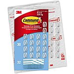 30-Count 3M Command Mini Wall Hanging Hooks + 32 Command Strips (Holds 0.5-Lb) $3.90