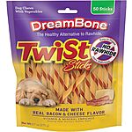 50-Count DreamBone Rawhide-Free Twist Dog Chew Sticks (Bacon & Cheese) $5.95 w/ Autoship + Free S/H
