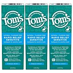 Tom's of Maine: 3-Pack 4-Oz Fluoride-Free Rapid Relief Sensitive Toothpaste + 3-Pack 4-Oz Whiten + Coconut Oil Toothpaste $12.91 &amp; More w/ S&amp;S + FS w/ Prime or on $35+