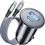Prime Members: Ainope Dual-Port Up to 67.5W Car Charger + USB C to Lighting Cable $4.24 + Free Shipping