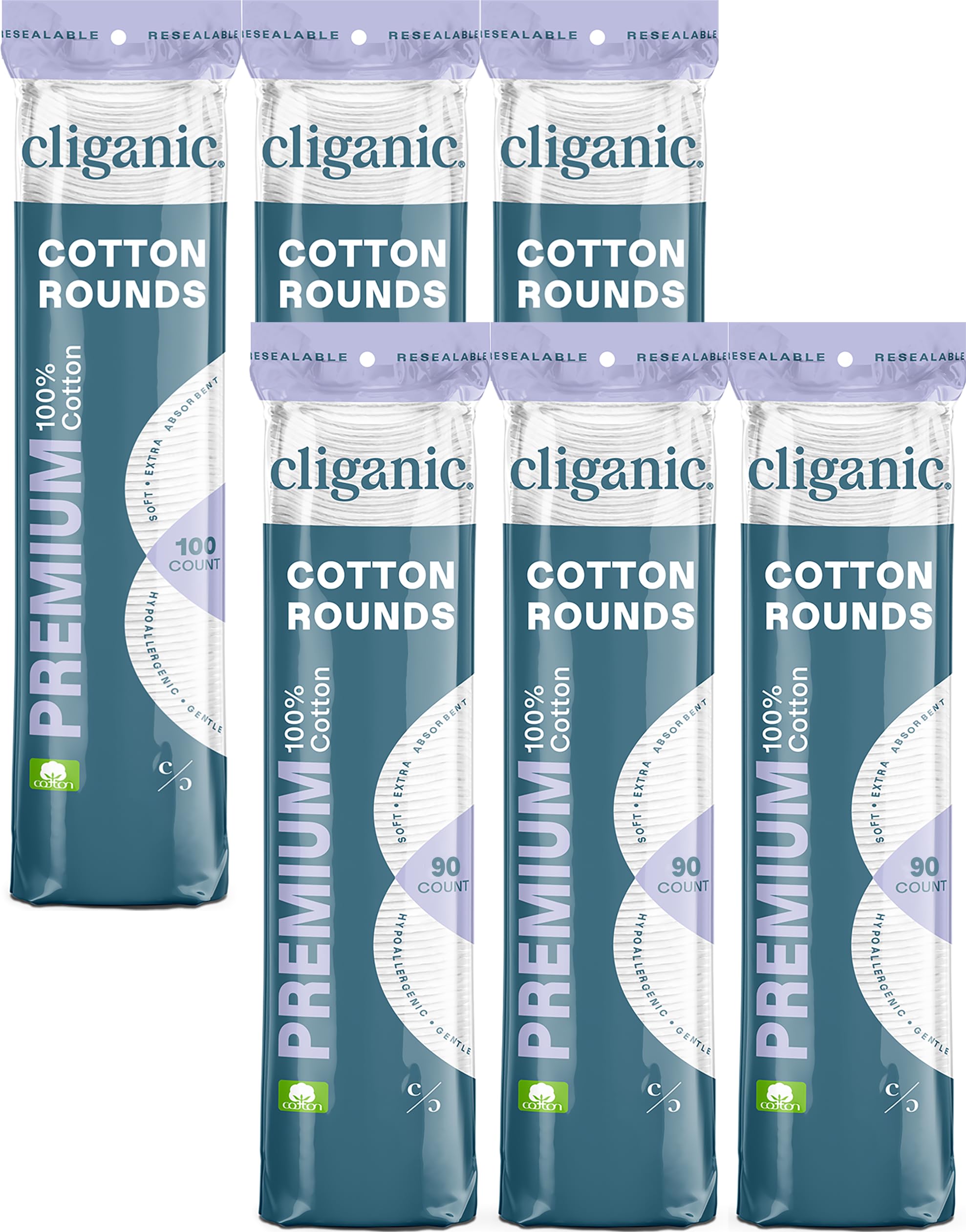540-Count Cliganic Premium Cotton Rounds $10.50 & More w/ S&S + Free Shipping w/ Prime or on $35+