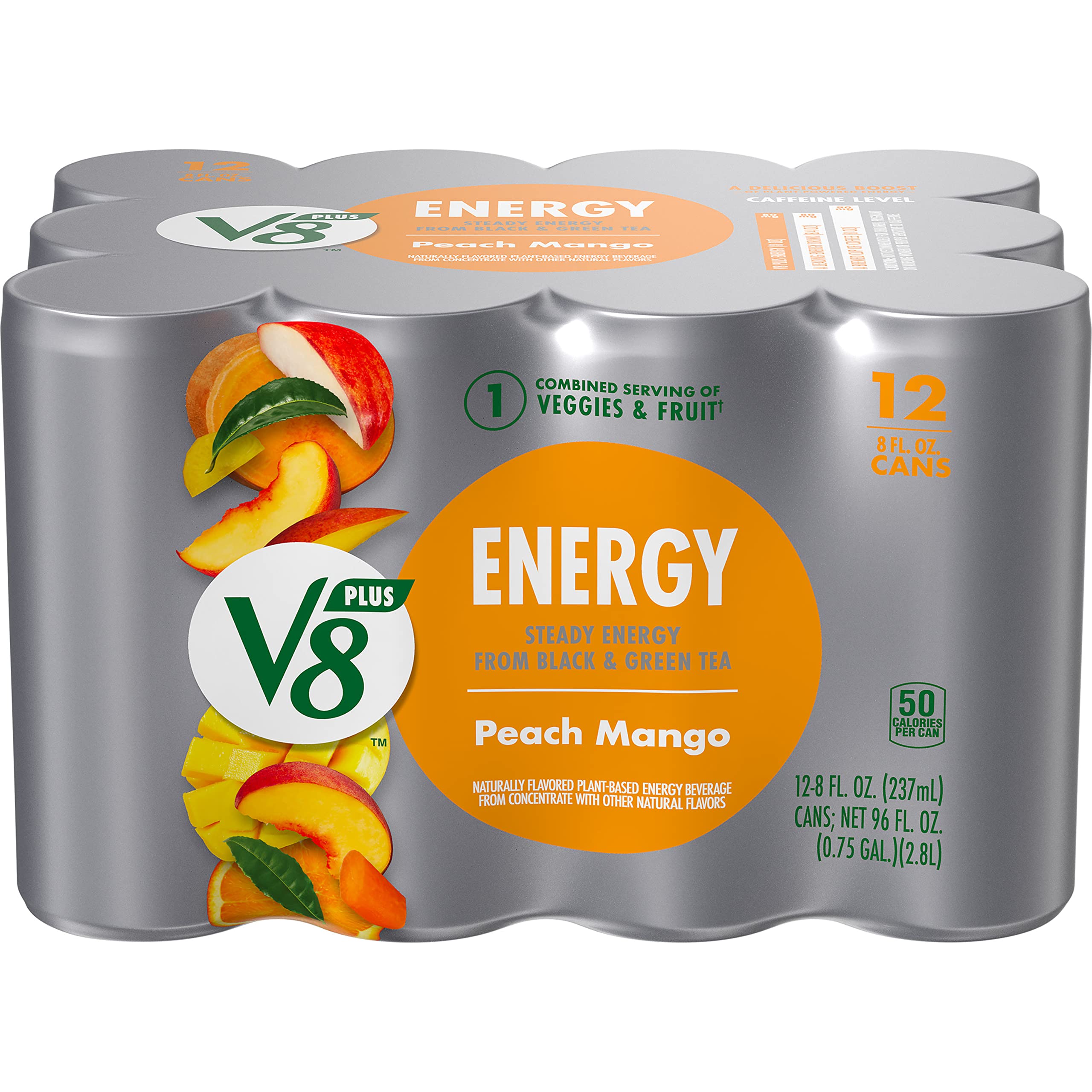 12-Pack 8-Oz V8 +ENERGY Pomegranate Blueberry Energy Drink (Peach Mango or Pomegranate Blueberry) $6.80 + Free Shipping w/ Prime or on $35+