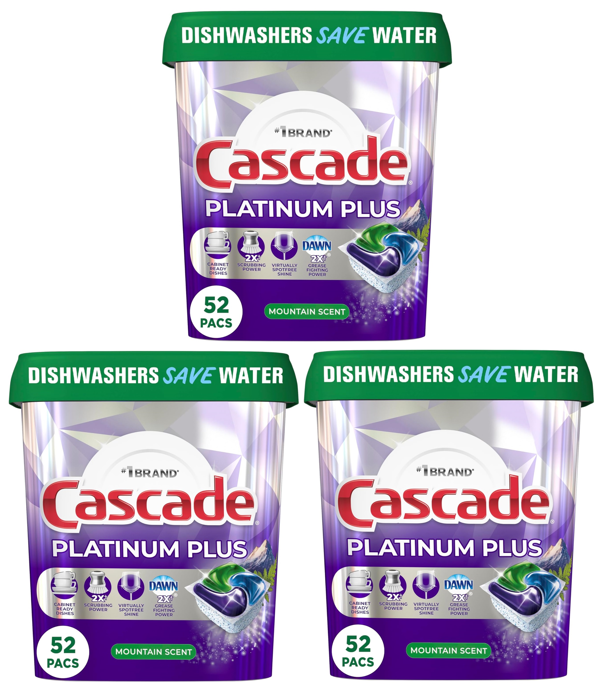 52-Count Cascade Platinum Plus ActionPacs Dishwasher Pods (Mountain Scent) + $10 Amazon Credit 3 for $41.85 & More after $15 Rebate w/ S&S + Free S/H