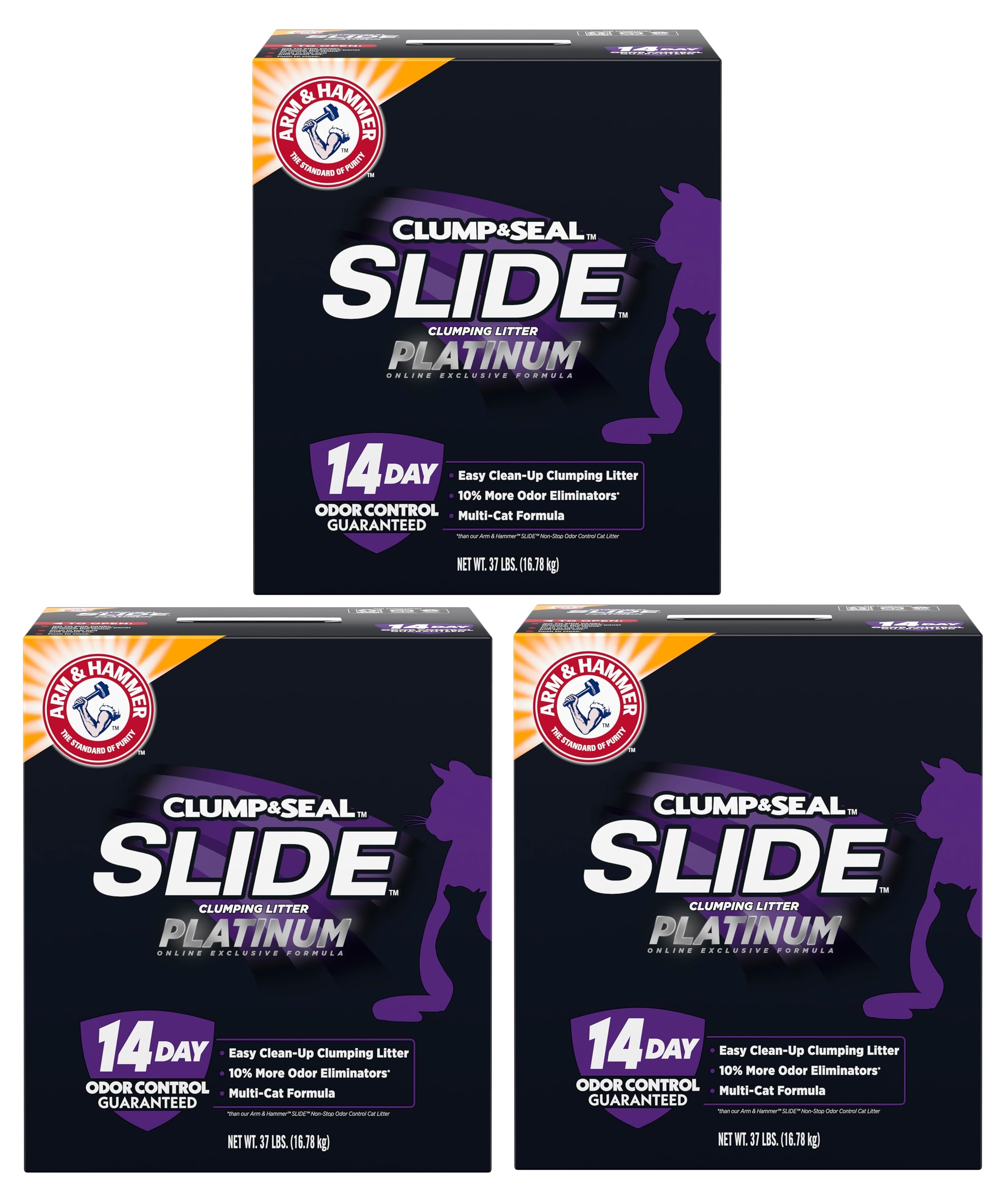 ARM & HAMMER Clump & Seal SLIDE Multi-Cat Clumping Litter – Easy Clean-up – 38 Lbs