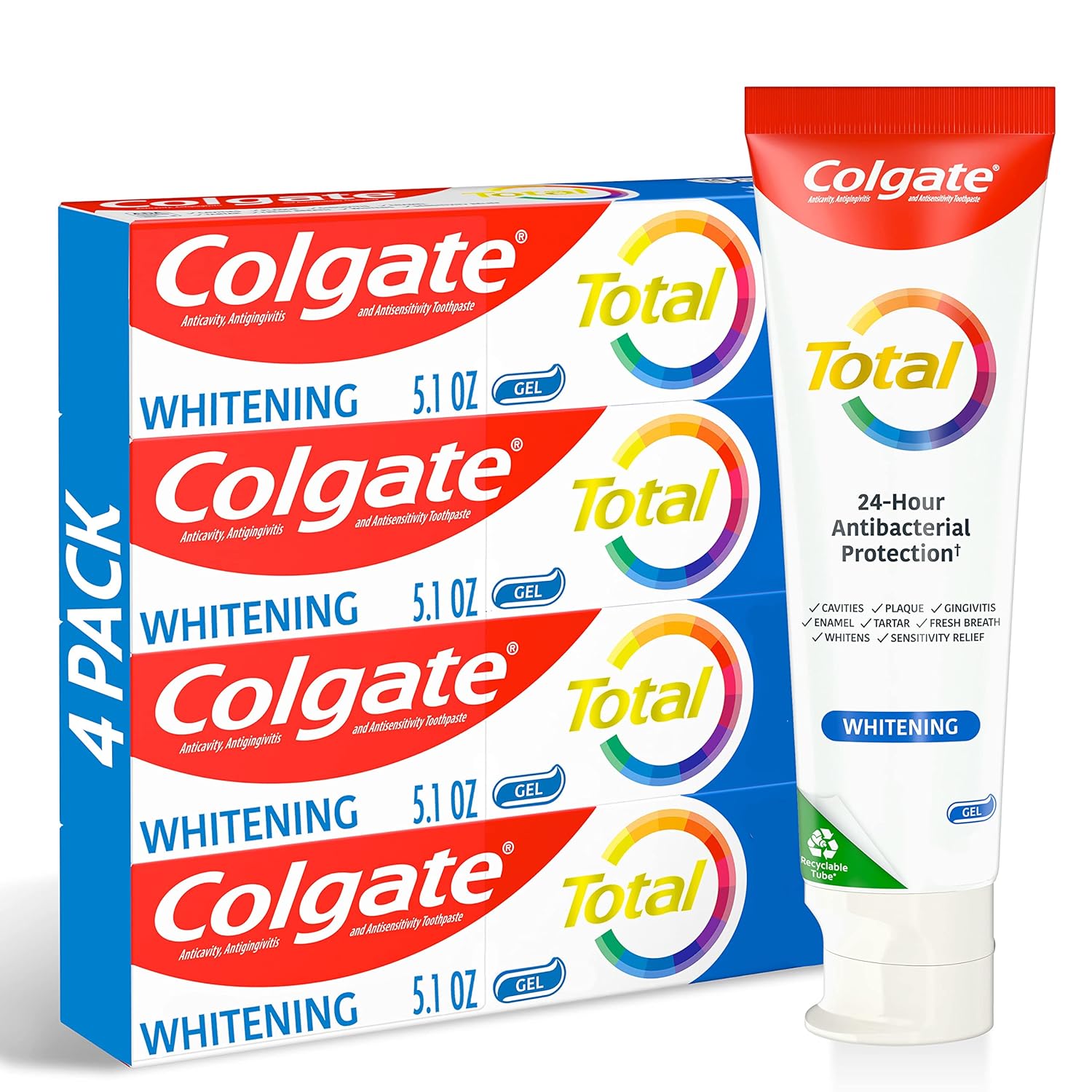 4-Pack 5.1-Oz Colgate Total Whitening Toothpaste Gel $4.15 & More w/ S&S + Free Shipping w/ Prime or on $35+