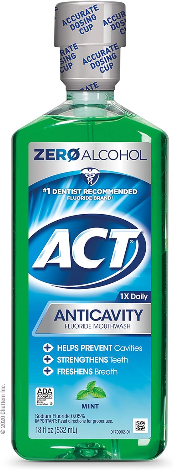 18-Oz ACT Anticavity Zero Alcohol Fluoride Mouthwash (Mint) + $5 Amazon Credit 4 for $15.55 w/ S&S + Free Shipping w/ Prime or on $35+