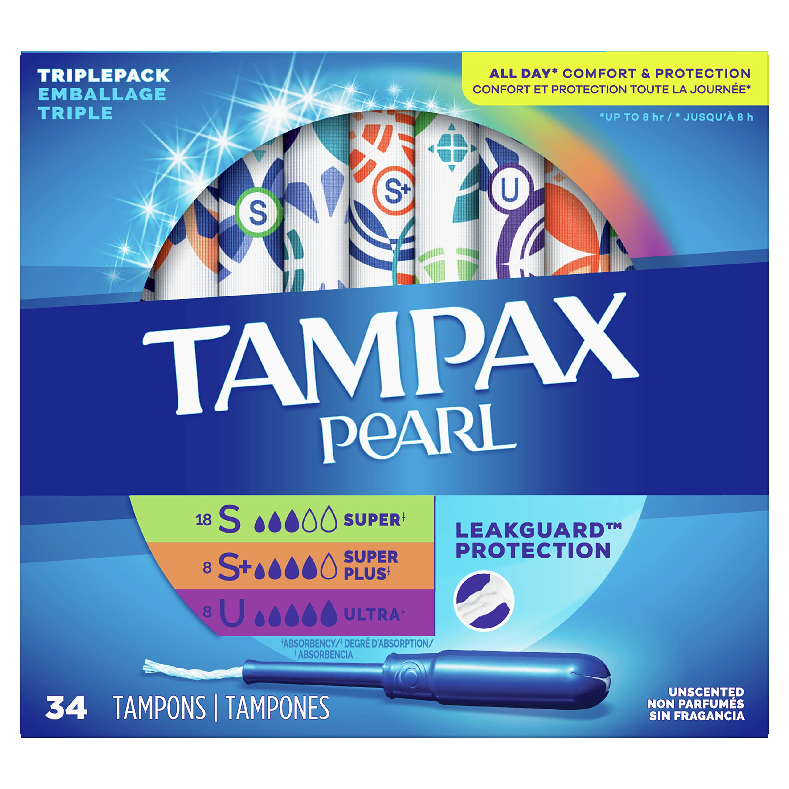 34Count Tampax Pearl Tampons (Super/Super Plus/Ultra Absorbency