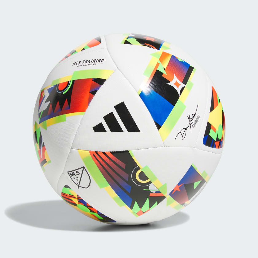 adidas MLS 24 Training Soccer Ball (White/Black/Solar Gold, Size 5)