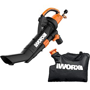 WORX WG509 Trivac 3 in 1 Corded Electric Leaf Blower w Debris