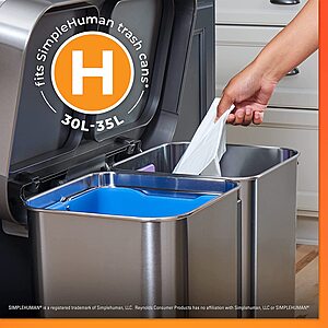 100-Count Hefty Made to Fit Trash Bags (fits SimpleHuman): Size H or Size G  $18.90, Size J $20.30 w/ S&S + free shipping