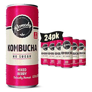 24-Pack 8.5-Oz Remedy Kombucha Tea Organic Probiotic Sugar-Free Sparkling Drink (various flavors) from $  17.20 w/ S&S + Free Shipping w/ Prime or on $  35+
