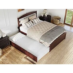 Warren Queen Platform Bed Frame & Twin XL Trundle w/ USB Charger (Walnut) $350.85 + Free Shipping