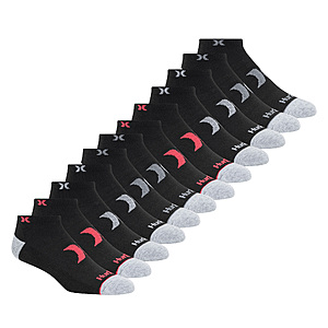 12-Pairs Hurley Men's & Women's Socks: Low Cut Socks (various colors) $  12, Quarter Crew Socks $  12 & More + Free Shipping w/ Amazon Prime