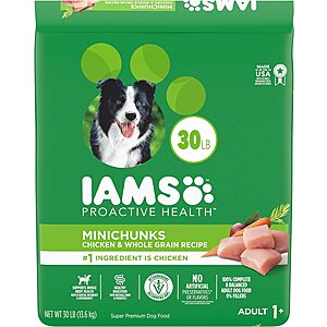 Select Accounts: 30-lbs IAMS Proactive Health Minichunks Dry Dog Food (Chicken) $21.30 & More w/ S&S + Free Shipping