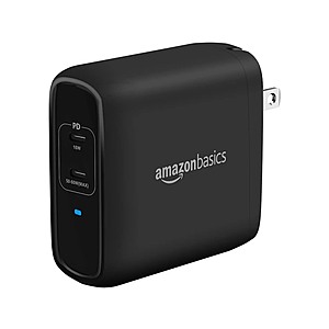 Amazon Basics 68W GaN Wall Charger w/ 2 USB-C Ports (60W w/ PD & 18W) $15 & More + Free S/H w/ Prime